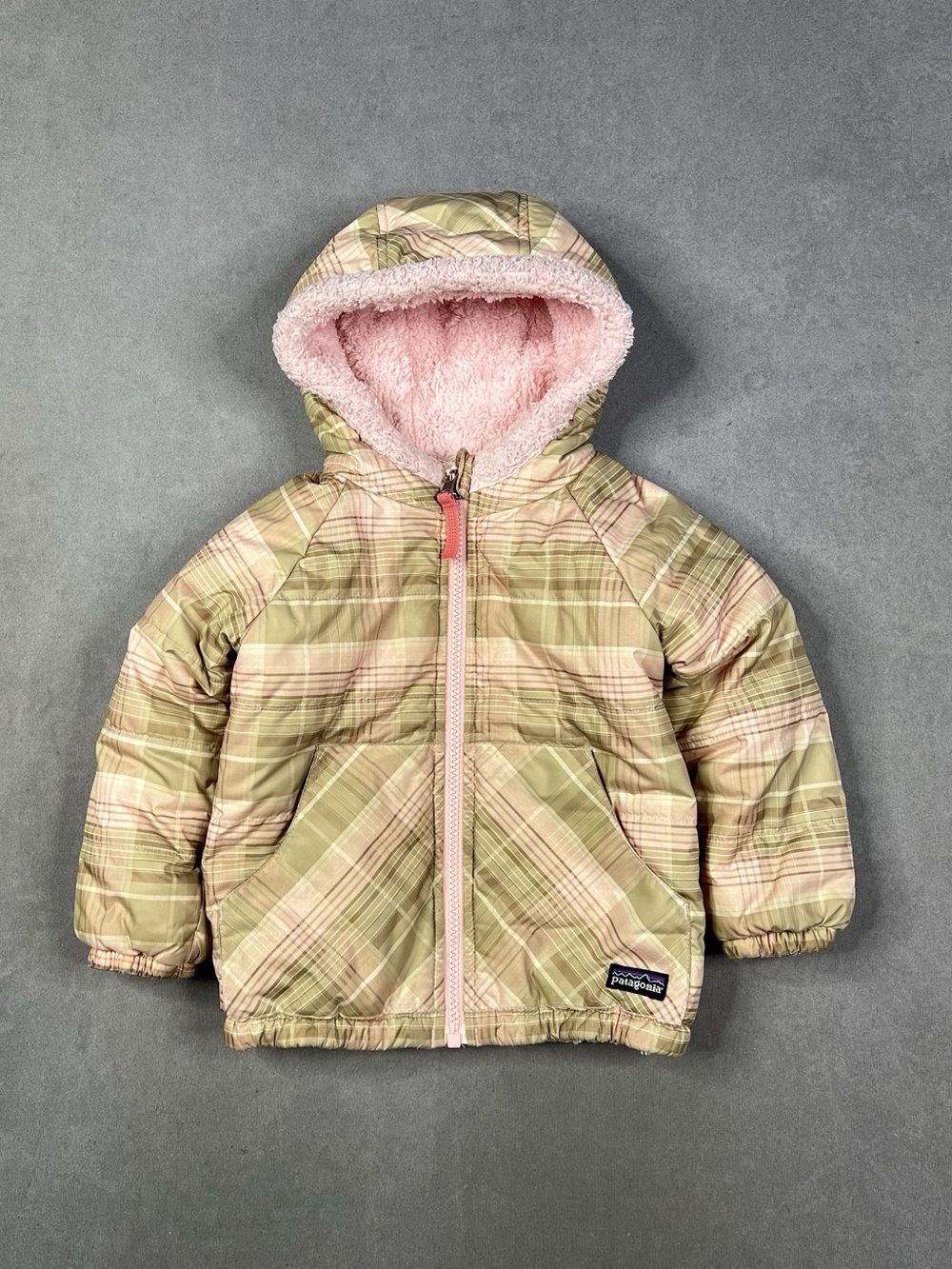 Patagonia Kids Plaid Hooded Puffer Jacket